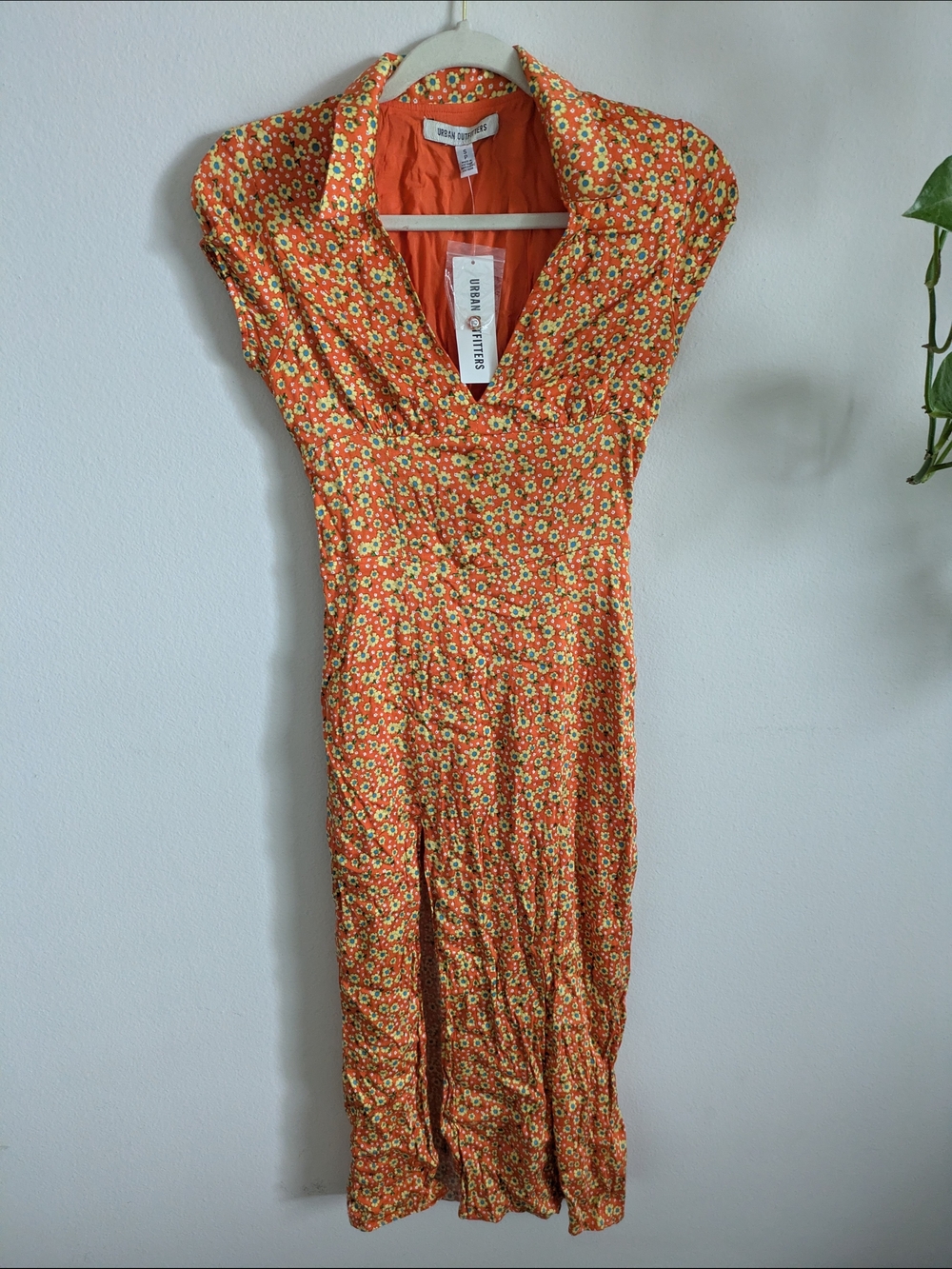 Urban Outfitters Orange Floral Midi Dress